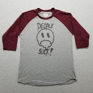 Fifty5 Shirt Mens XL Gray Red Short Sleeve People Suck‎